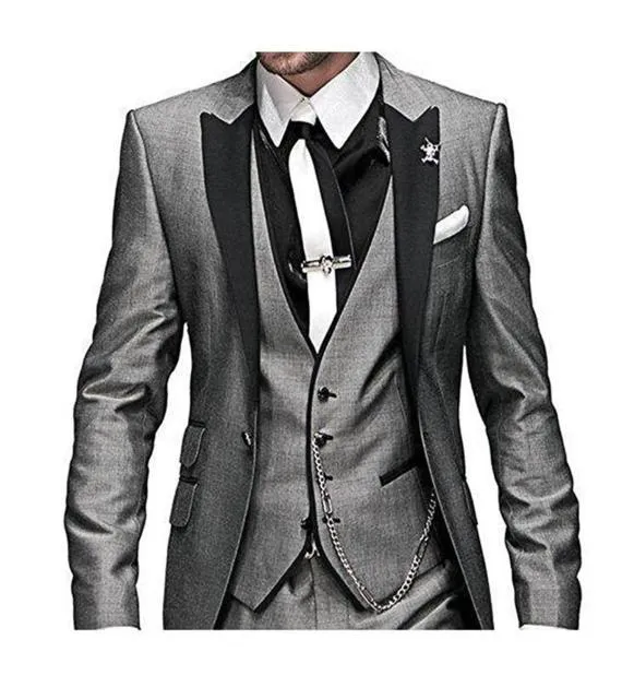 Aidase New Arrival Groomsmen Peak Black Lapel Groom Tuxedos Burgundy Men Suits Wedding Best Man Blazer (Jacket Pants Vest)
