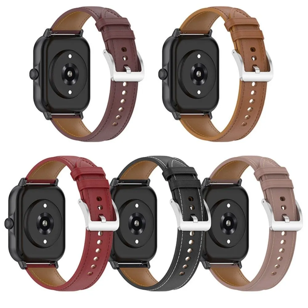 Amazfit GTS 3 / Bip U Top Layer Cowhide leather watch strap - Dark Brown
