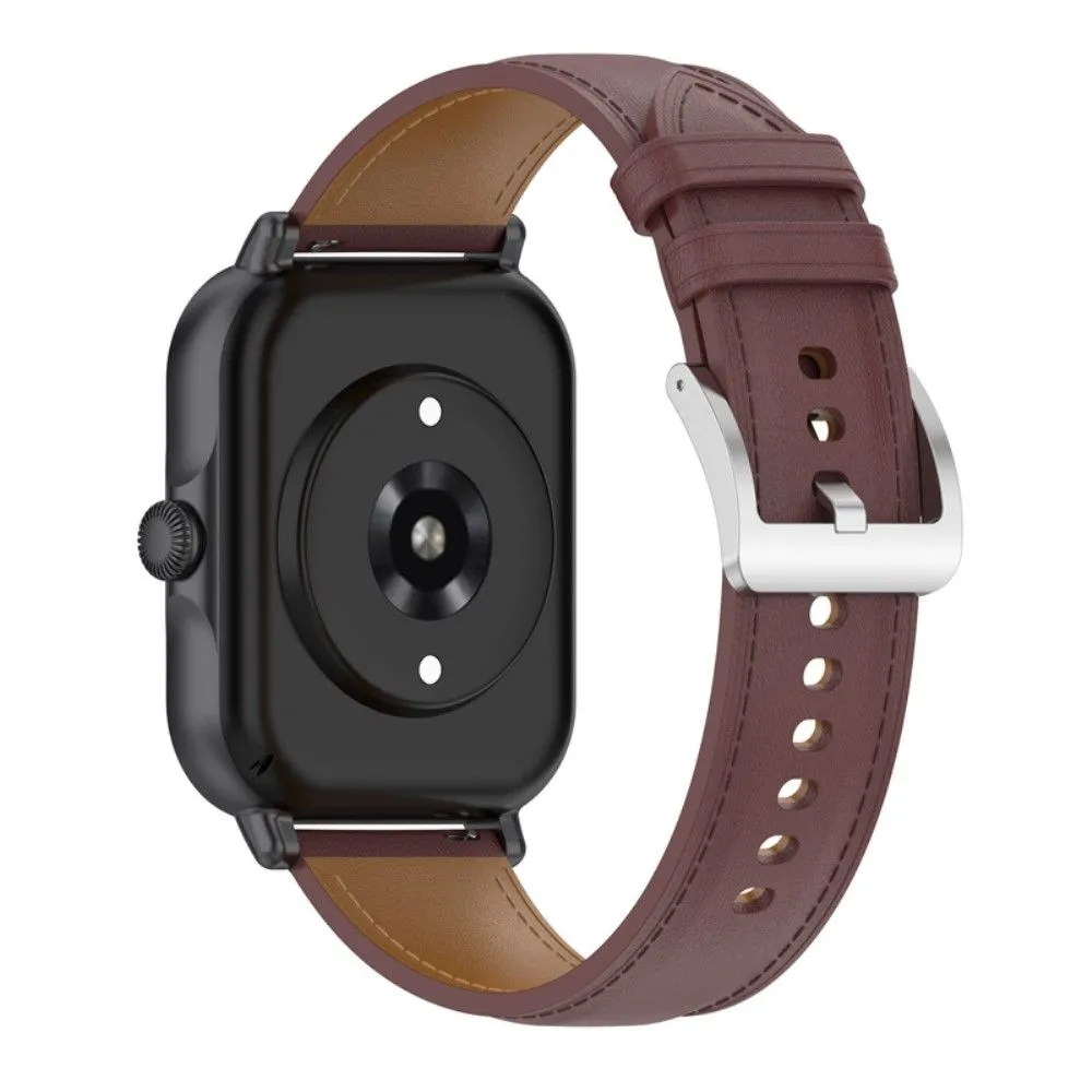 Amazfit GTS 3 / Bip U Top Layer Cowhide leather watch strap - Dark Brown