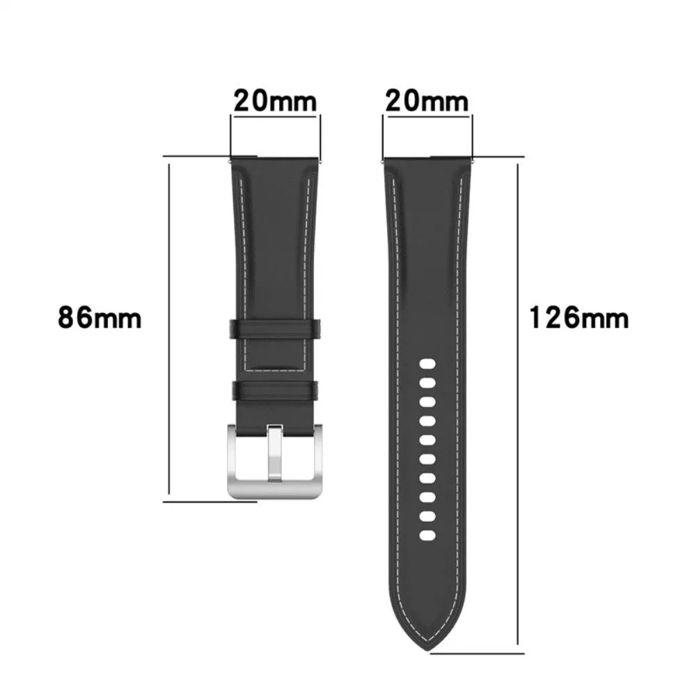 Amazfit GTS 3 / Bip U Top Layer Cowhide leather watch strap - Dark Brown