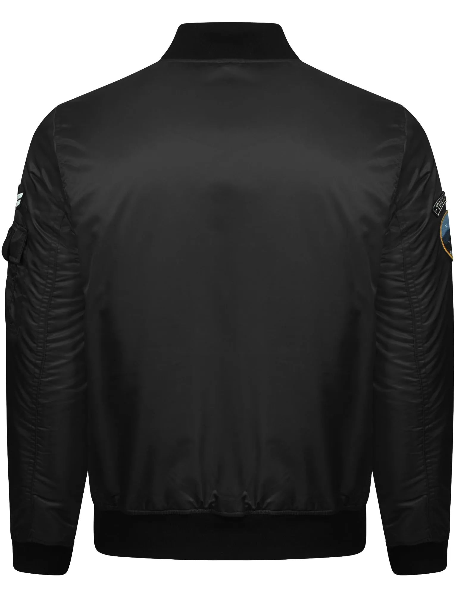 Basnett Bomber Jacket with Patches In Black - Tokyo Laundry