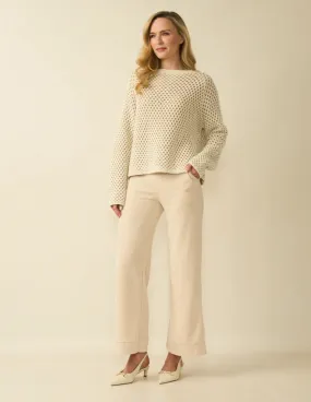 D.E.C.K By Decollage 2435 Punto Milano Plain Wide Leg Trousers (3 Colours)