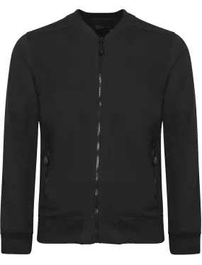 Ellerslie Pique Zip Through Jersey Bomber Jacket In Black - Dissident