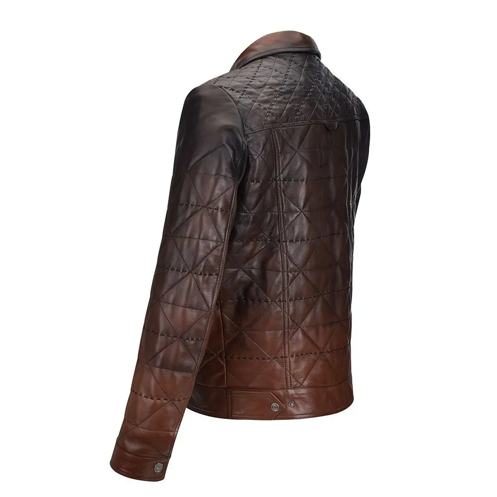 H277COC - Cuadra brown casual fashion lambskin quilted blouson jacket for men