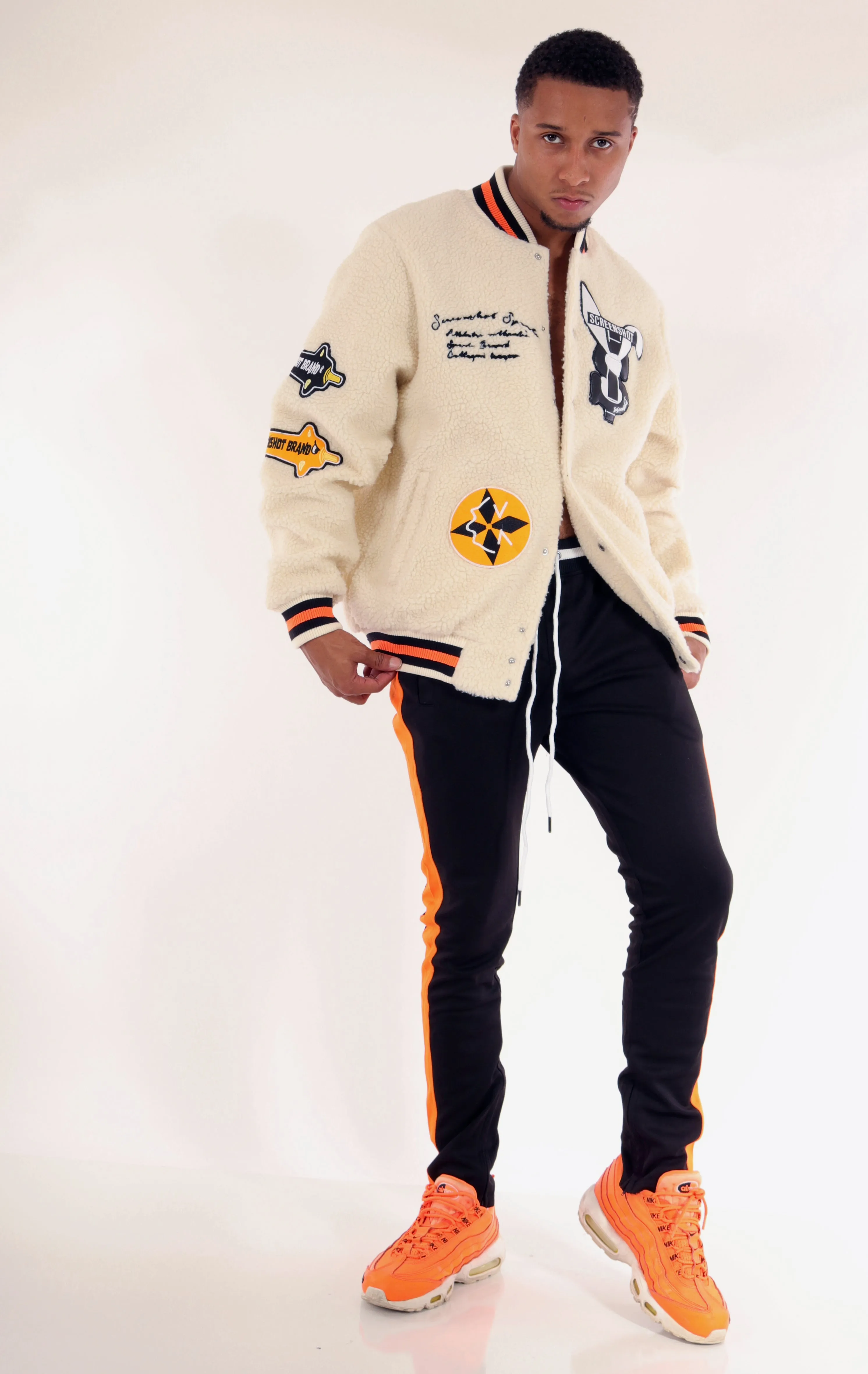 J11354-VARSITY SHERPHA FLEECE BOMBER JACKET