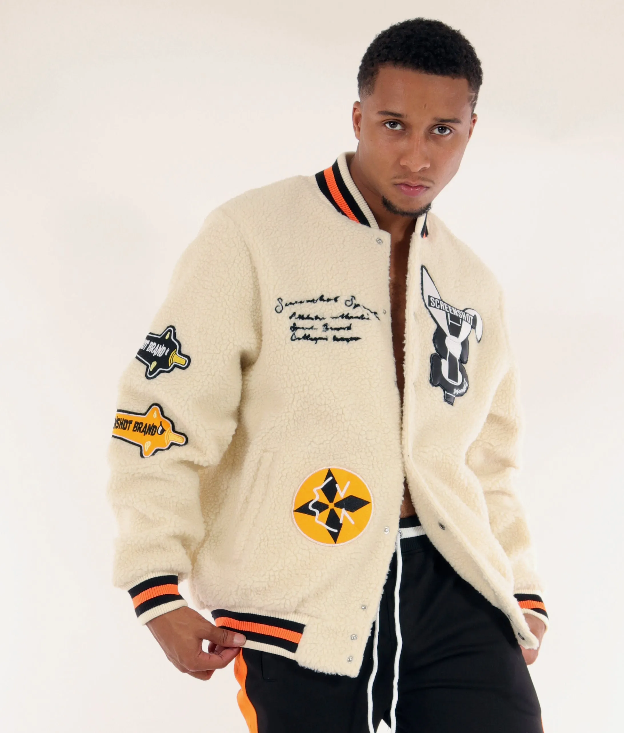 J11354-VARSITY SHERPHA FLEECE BOMBER JACKET