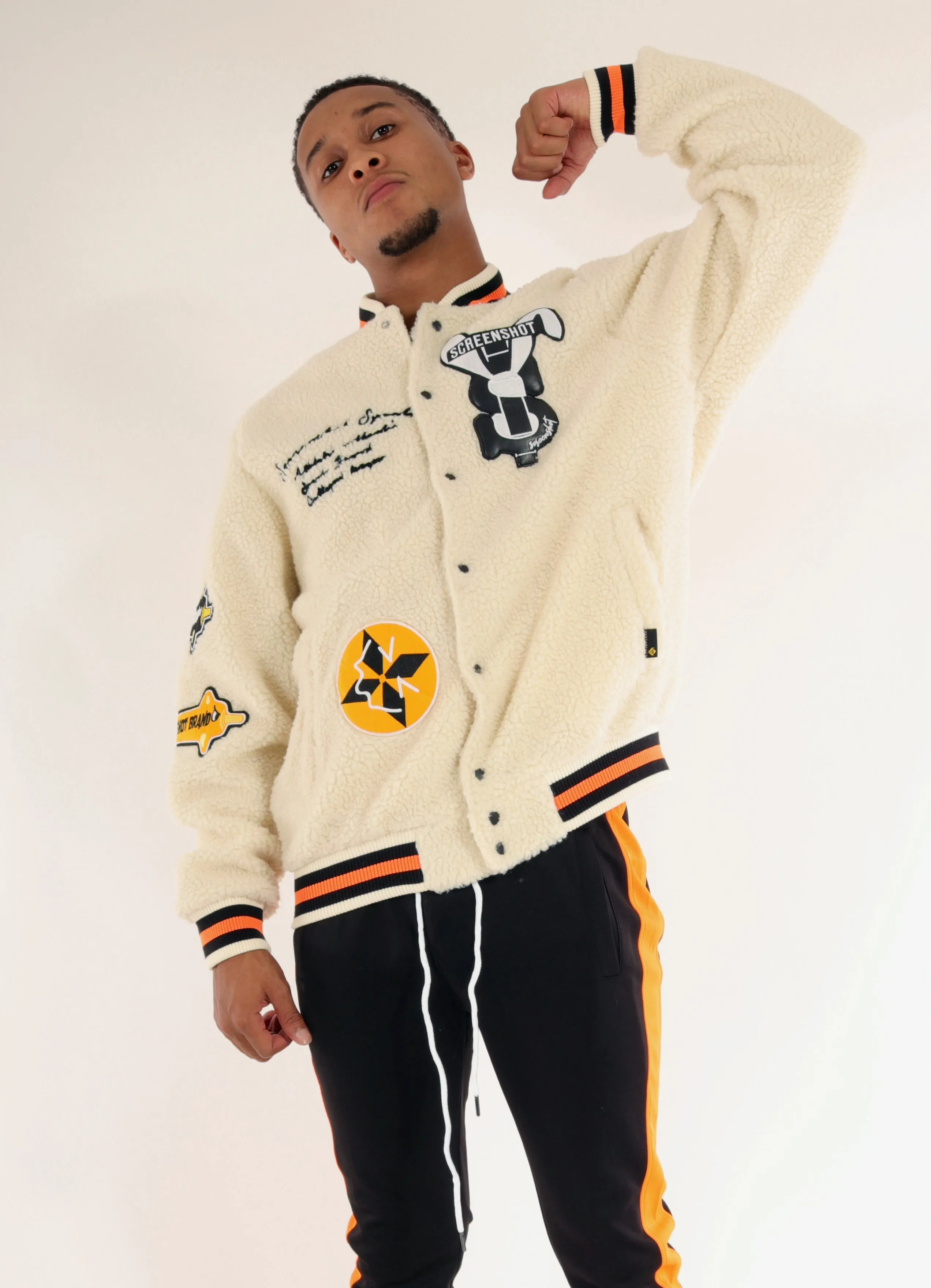 J11354-VARSITY SHERPHA FLEECE BOMBER JACKET