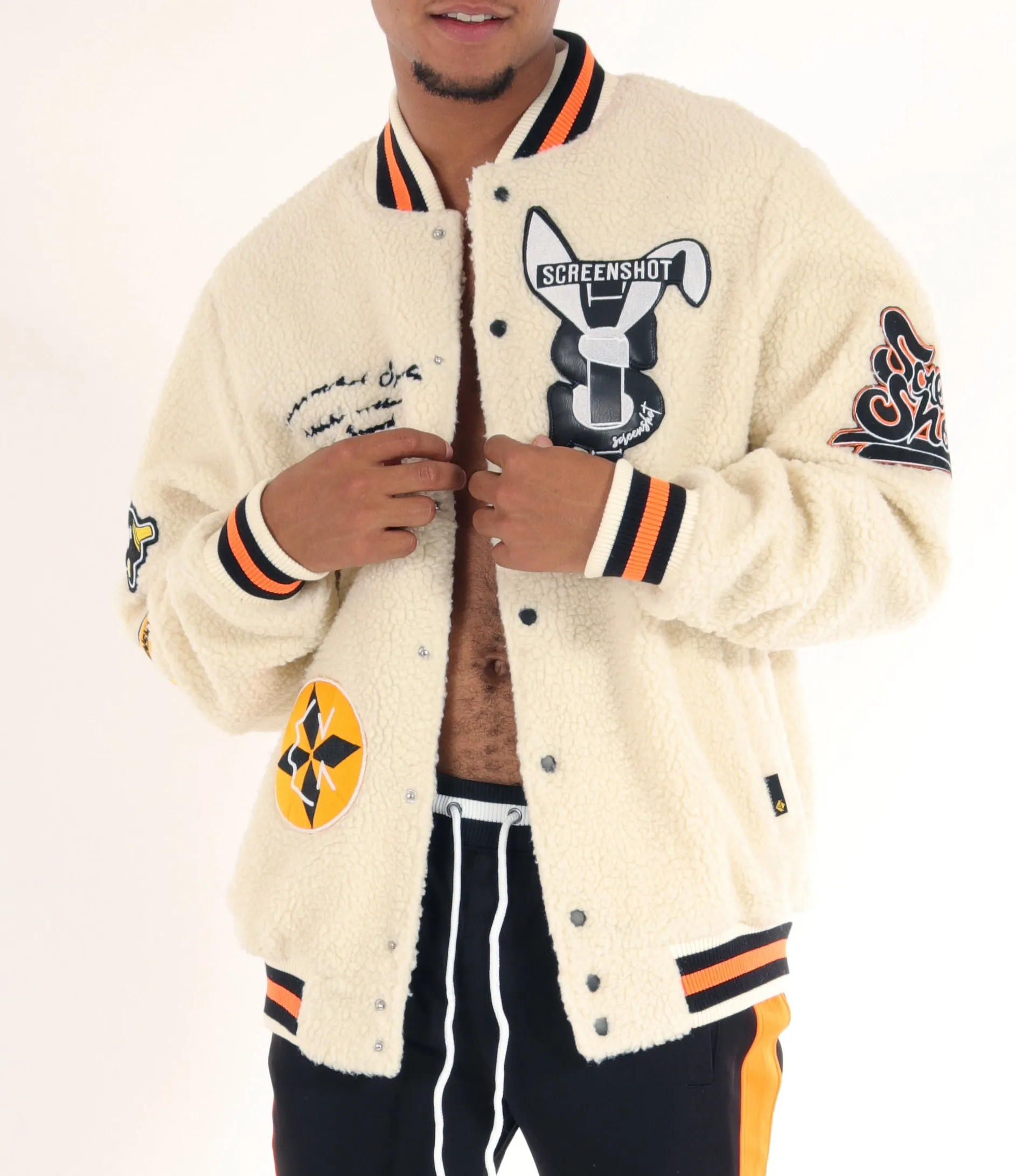 J11354-VARSITY SHERPHA FLEECE BOMBER JACKET