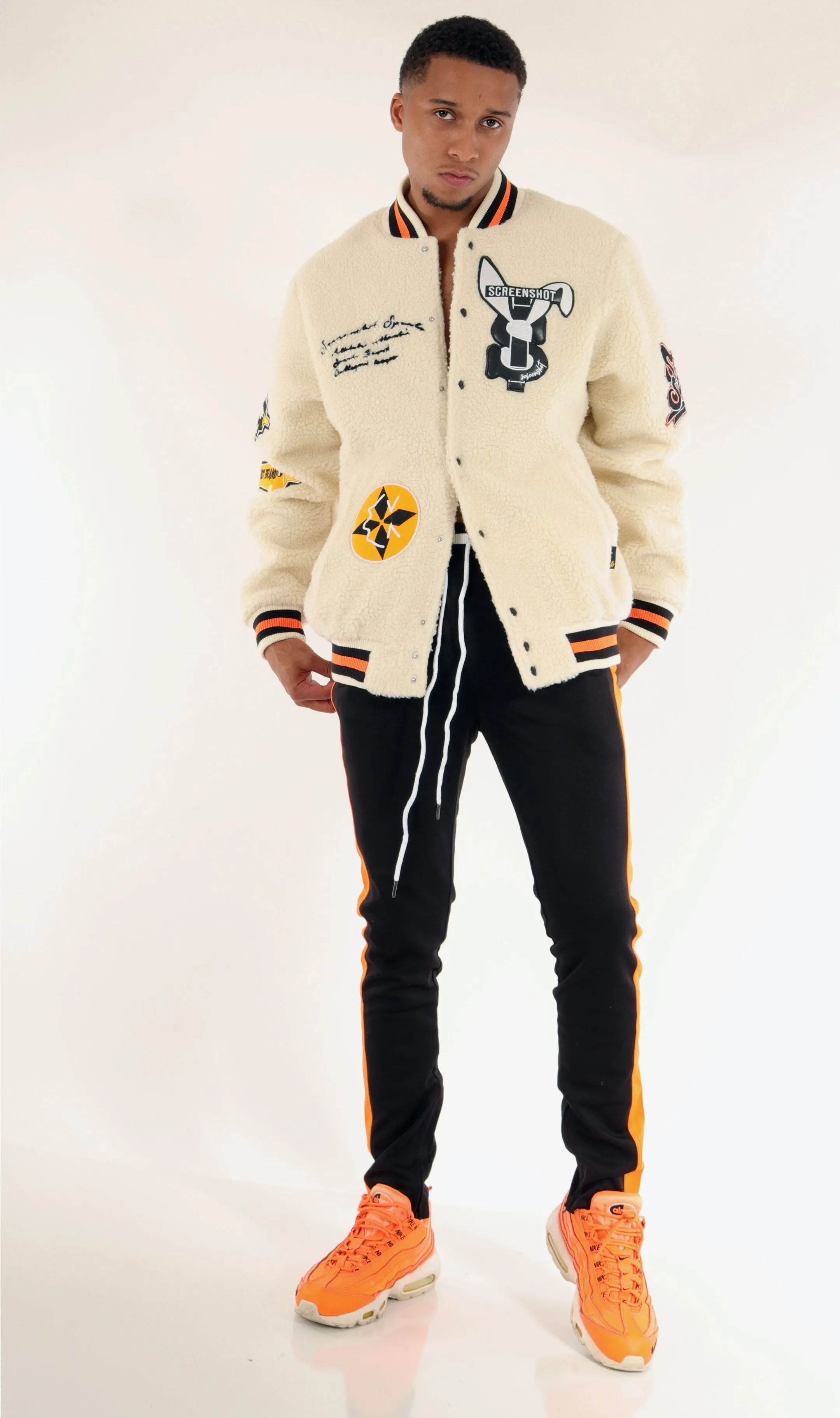 J11354-VARSITY SHERPHA FLEECE BOMBER JACKET