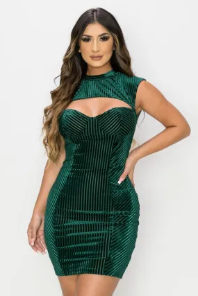 LUXE RIB VELVET CUTOUT SWEETHEART MINI DRESS