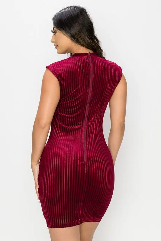 LUXE RIB VELVET CUTOUT SWEETHEART MINI DRESS