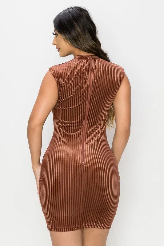 LUXE RIB VELVET CUTOUT SWEETHEART MINI DRESS