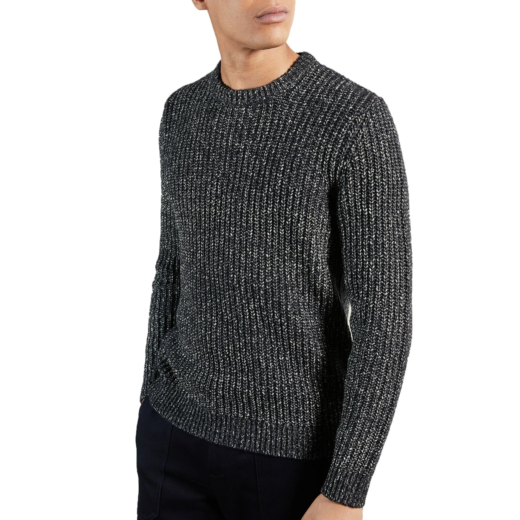 Men Springg-Ls Chunky Crew Neck Jumper - Navy