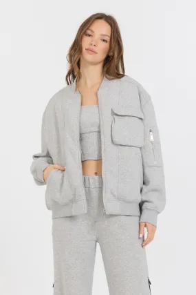 Pure Grey Contrast Black Zipper Bomber