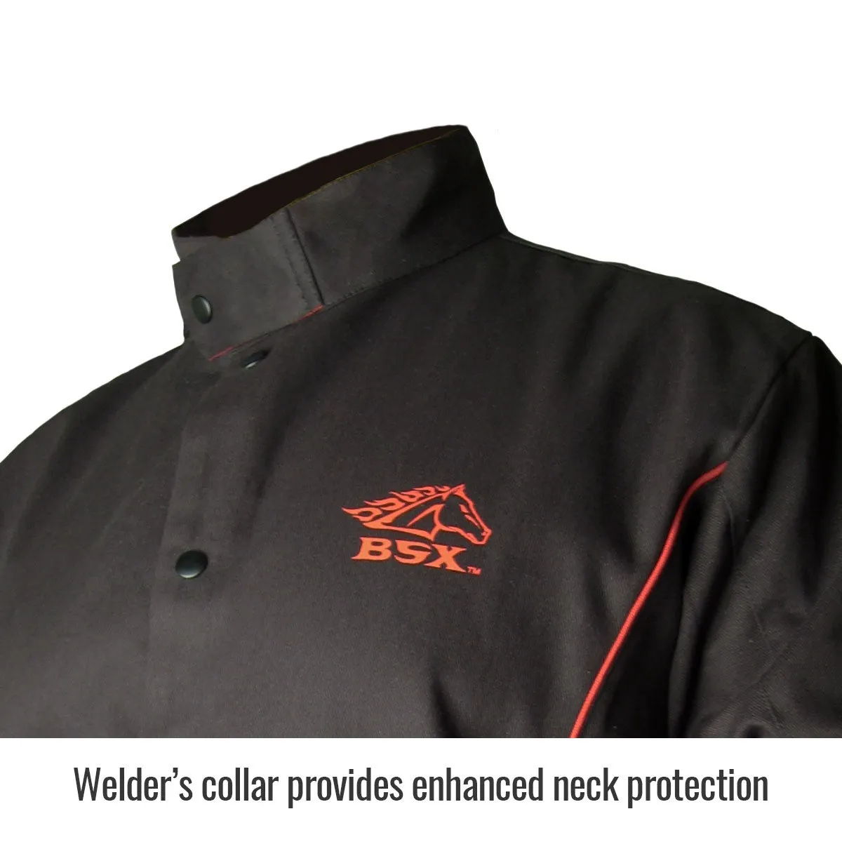 Revco Black Stallion BSX 9oz Black w/Red Flames FR Cotton Welding Jacket (BX9C)