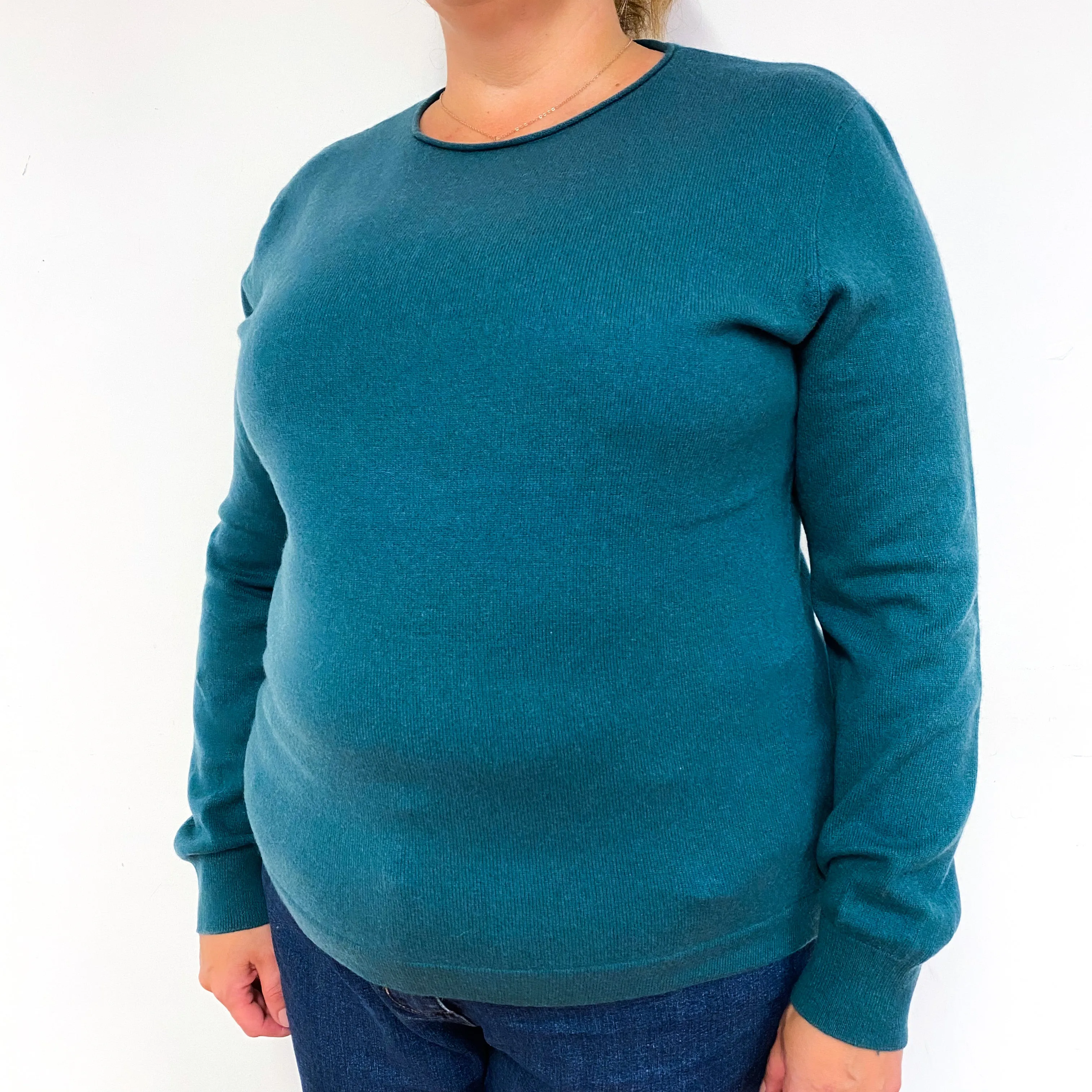 Spruce Green Cashmere Crew Neck Jumper Extra Large