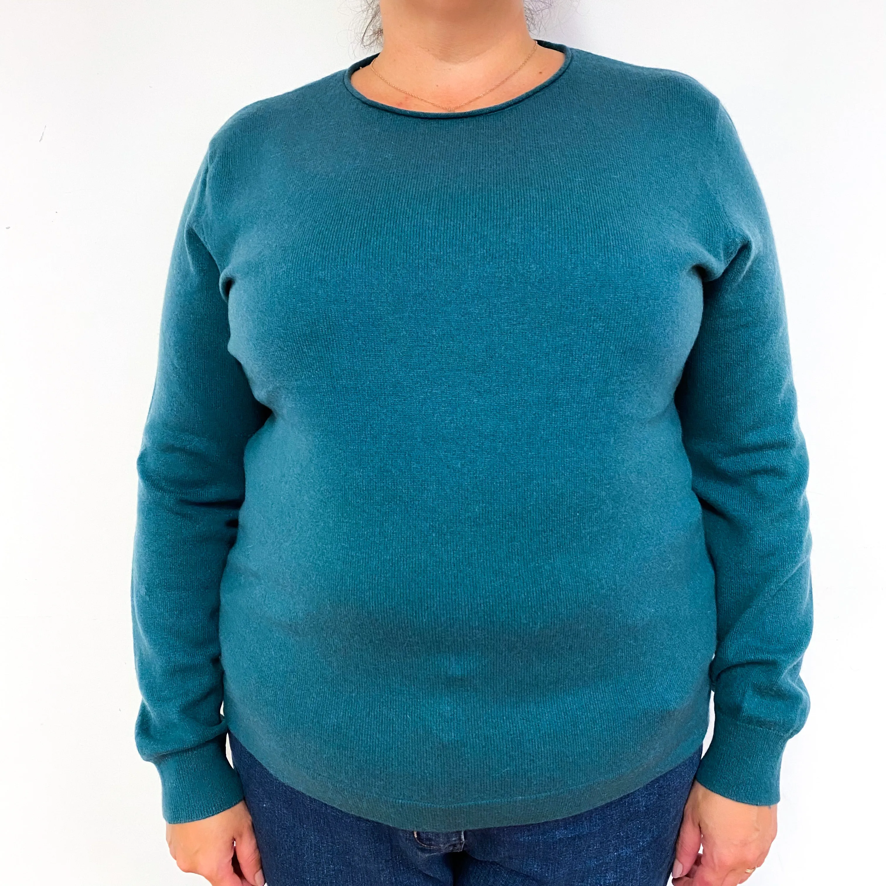 Spruce Green Cashmere Crew Neck Jumper Extra Large