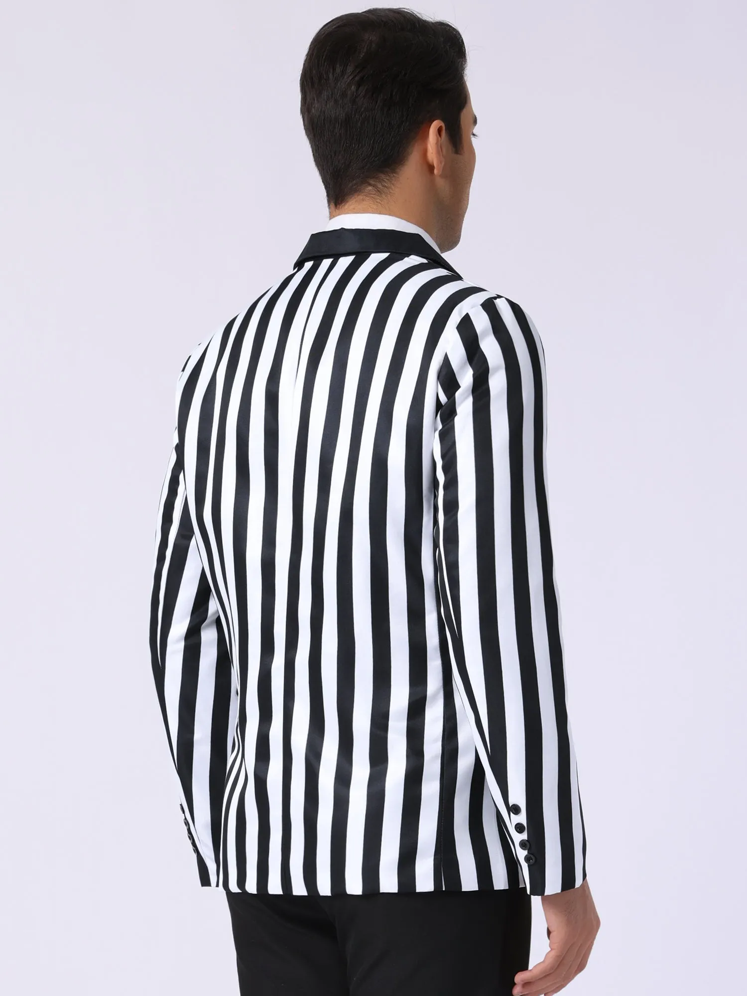 Striped Blazer for Men's Single Breasted Contrast Color Business Suit Jacket