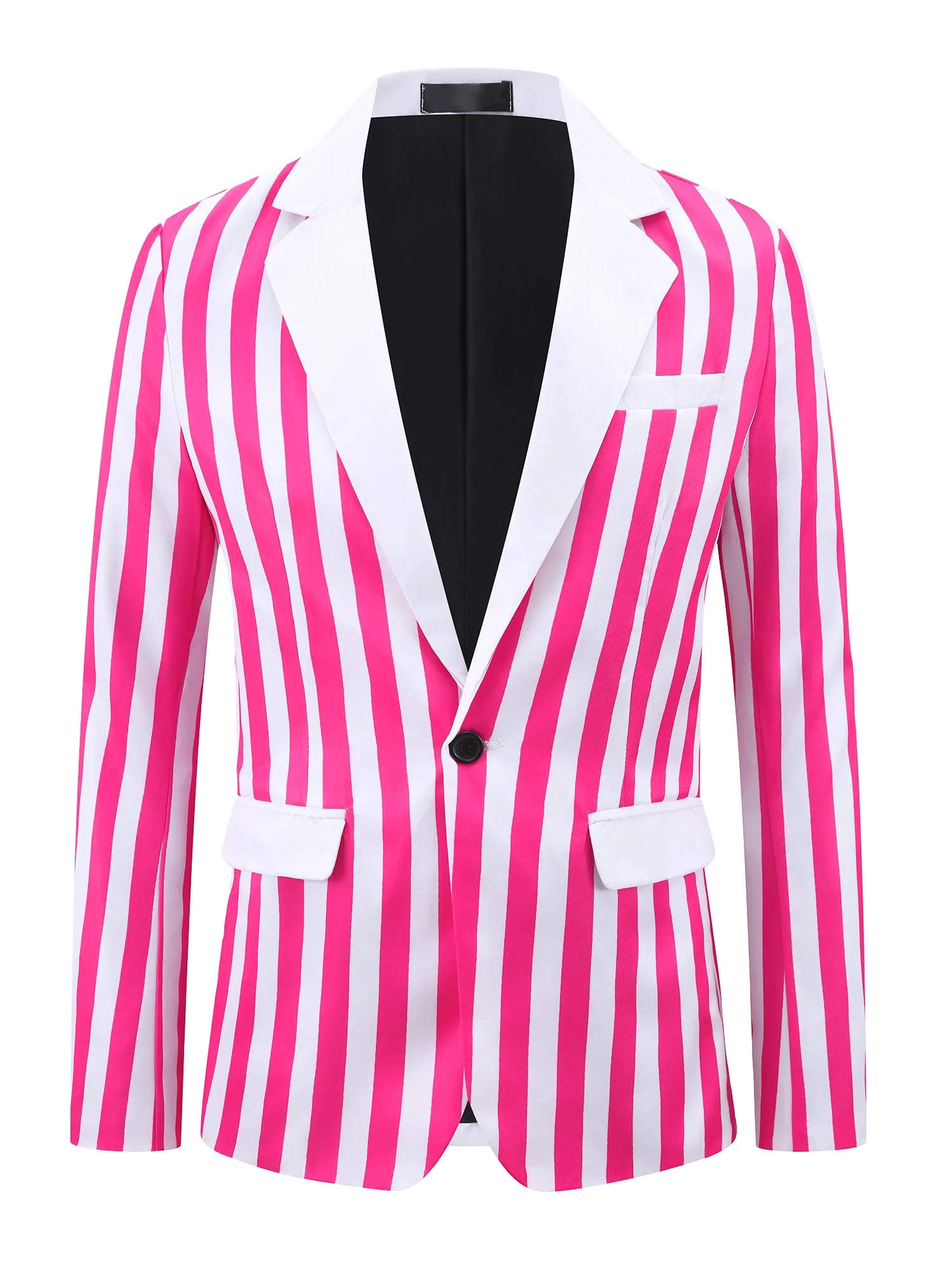 Striped Blazer for Men's Single Breasted Contrast Color Business Suit Jacket