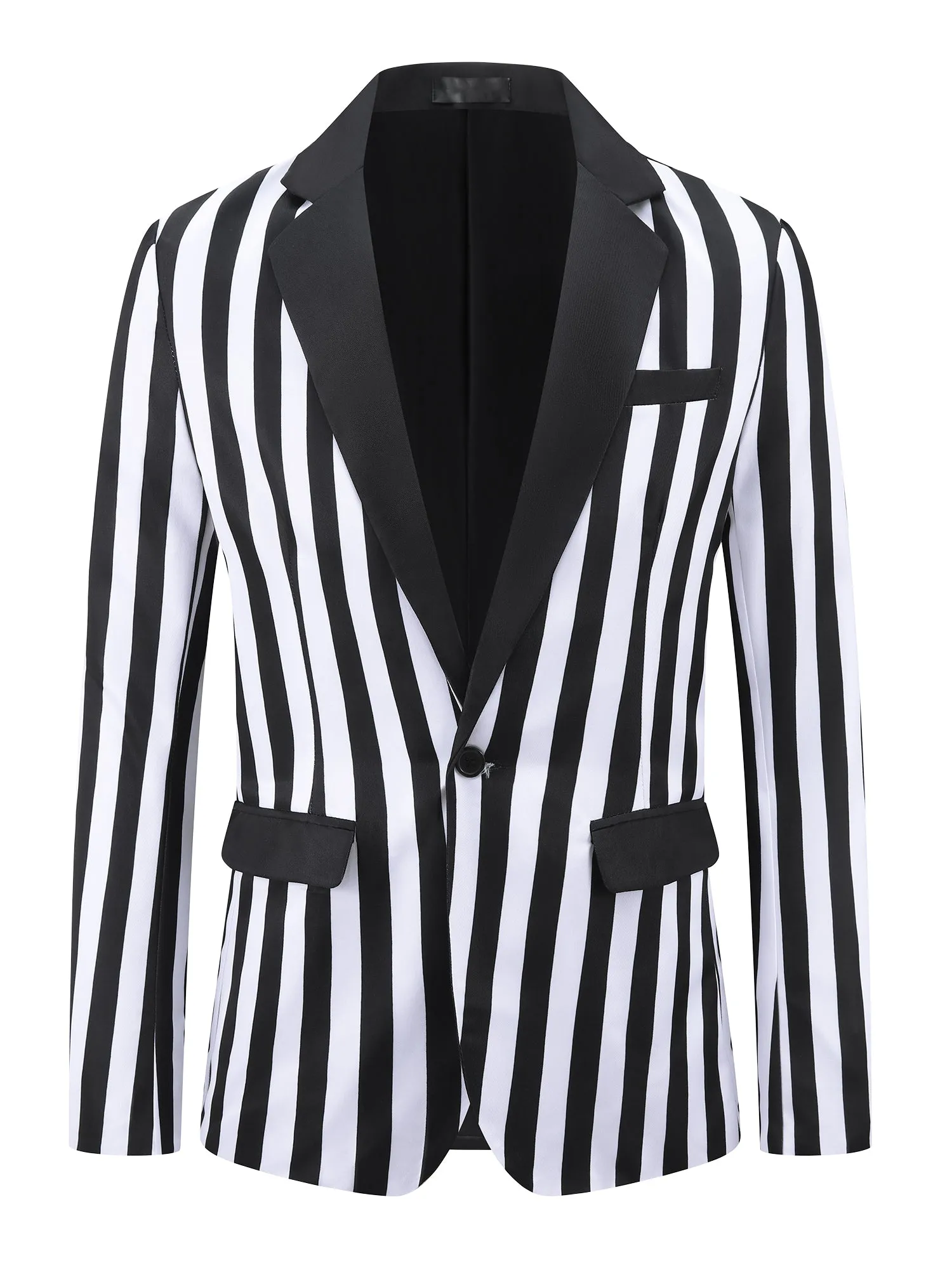 Striped Blazer for Men's Single Breasted Contrast Color Business Suit Jacket