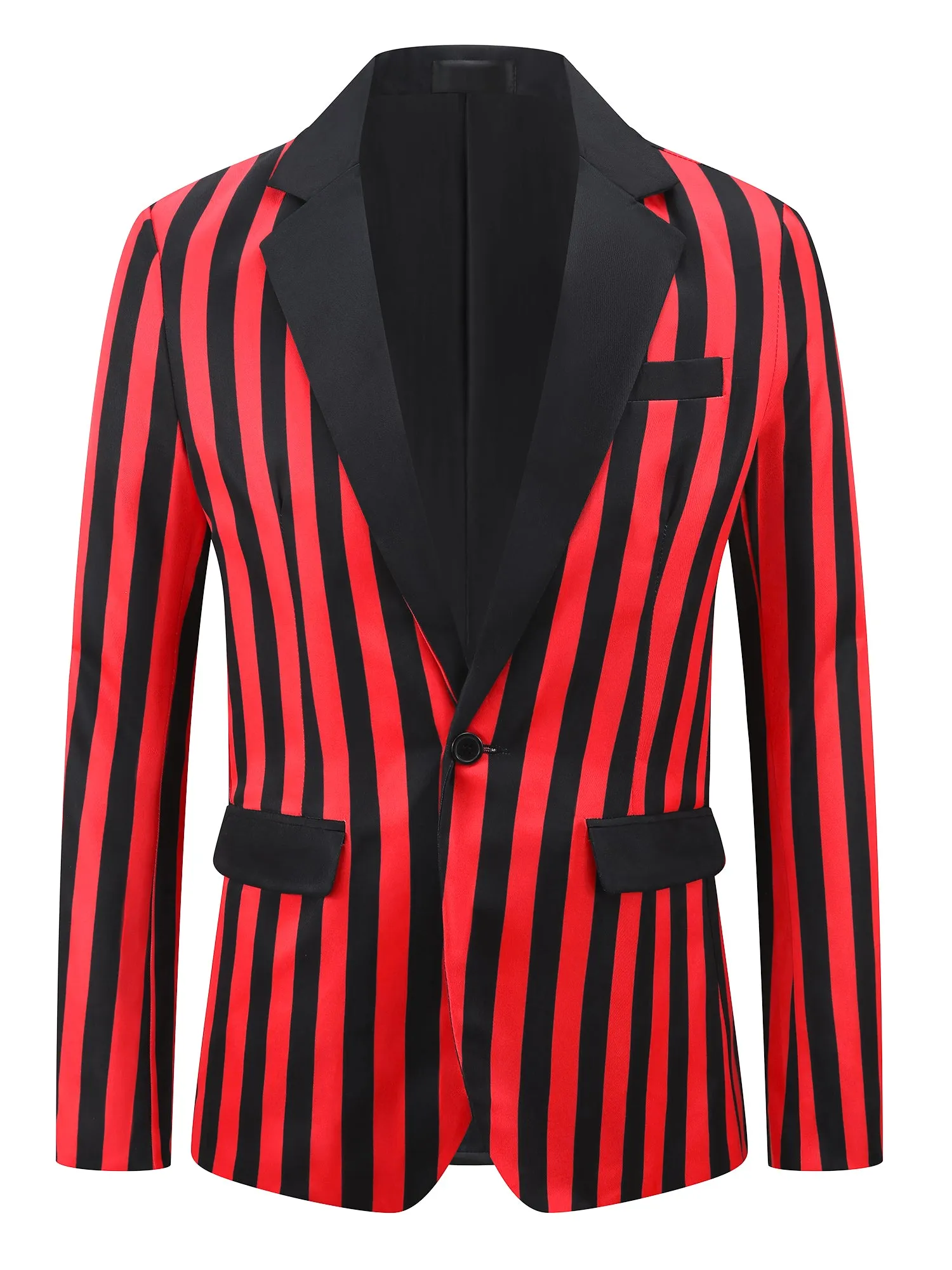 Striped Blazer for Men's Single Breasted Contrast Color Business Suit Jacket