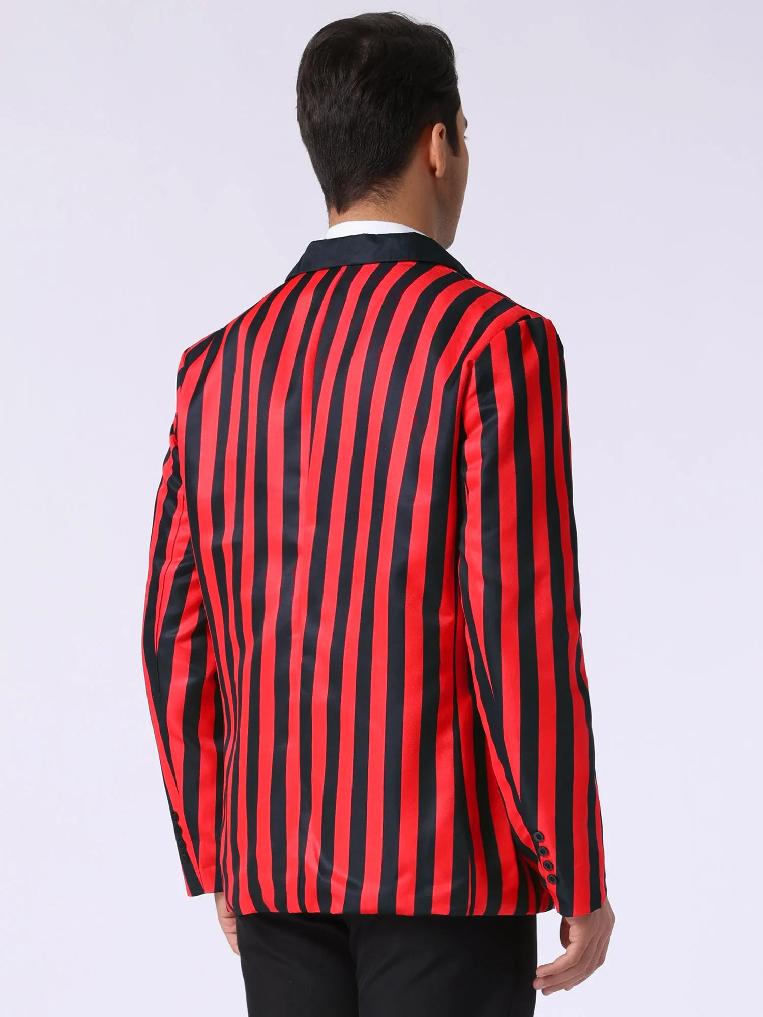 Striped Blazer for Men's Single Breasted Contrast Color Business Suit Jacket