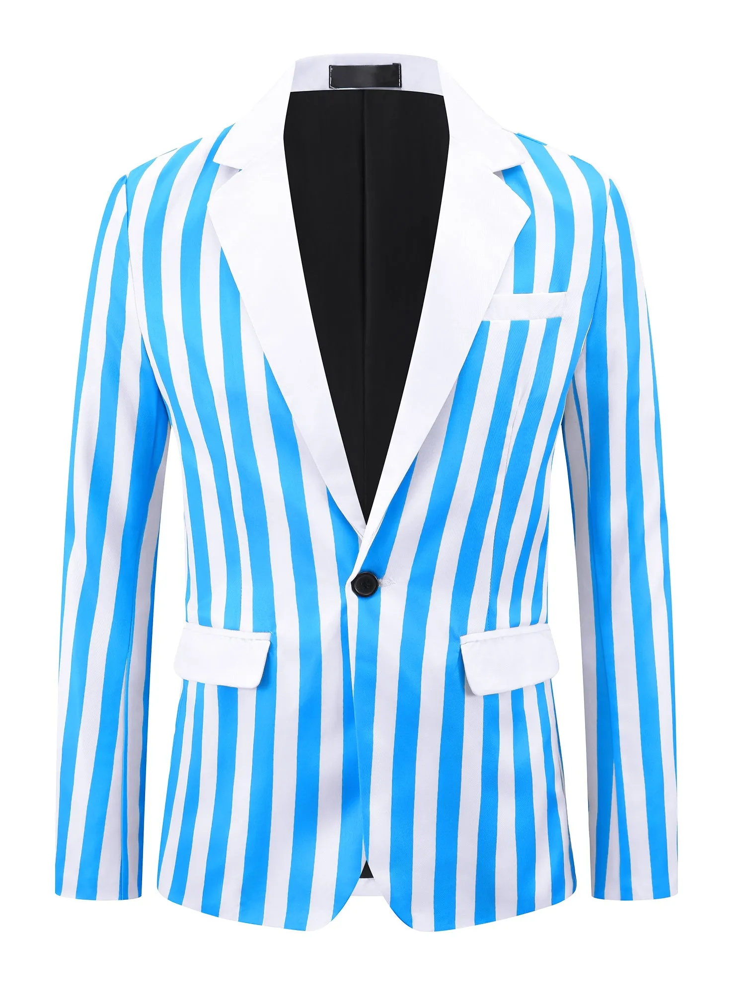 Striped Blazer for Men's Single Breasted Contrast Color Business Suit Jacket