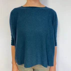 Teal Green Slouchy Cashmere Crew Neck Jumper Small
