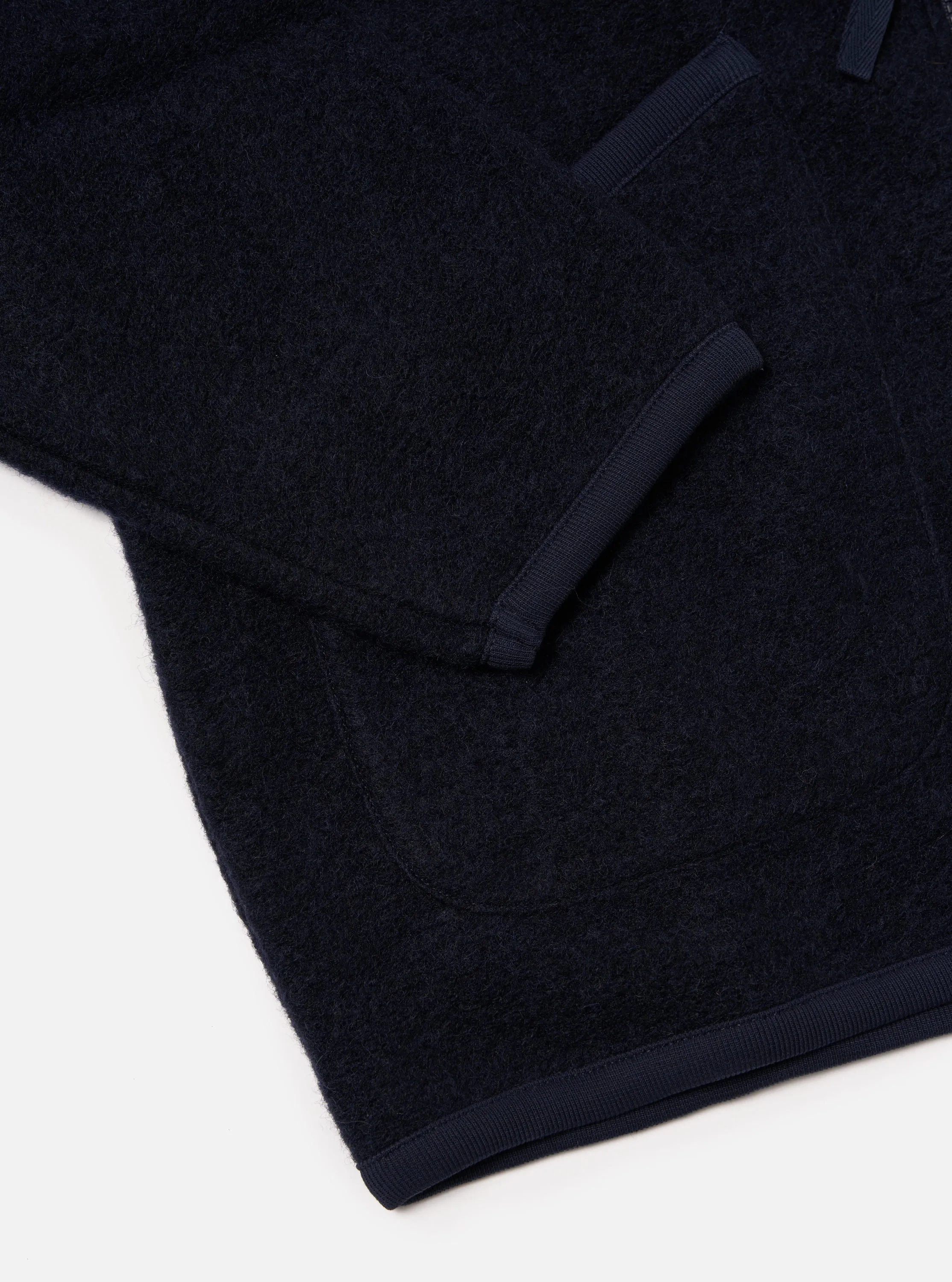 Universal Works Zip Bomber in Navy Wool Fleece