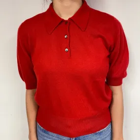 Vintage Jaeger Red Cashmere Short Sleeved Jumper Small