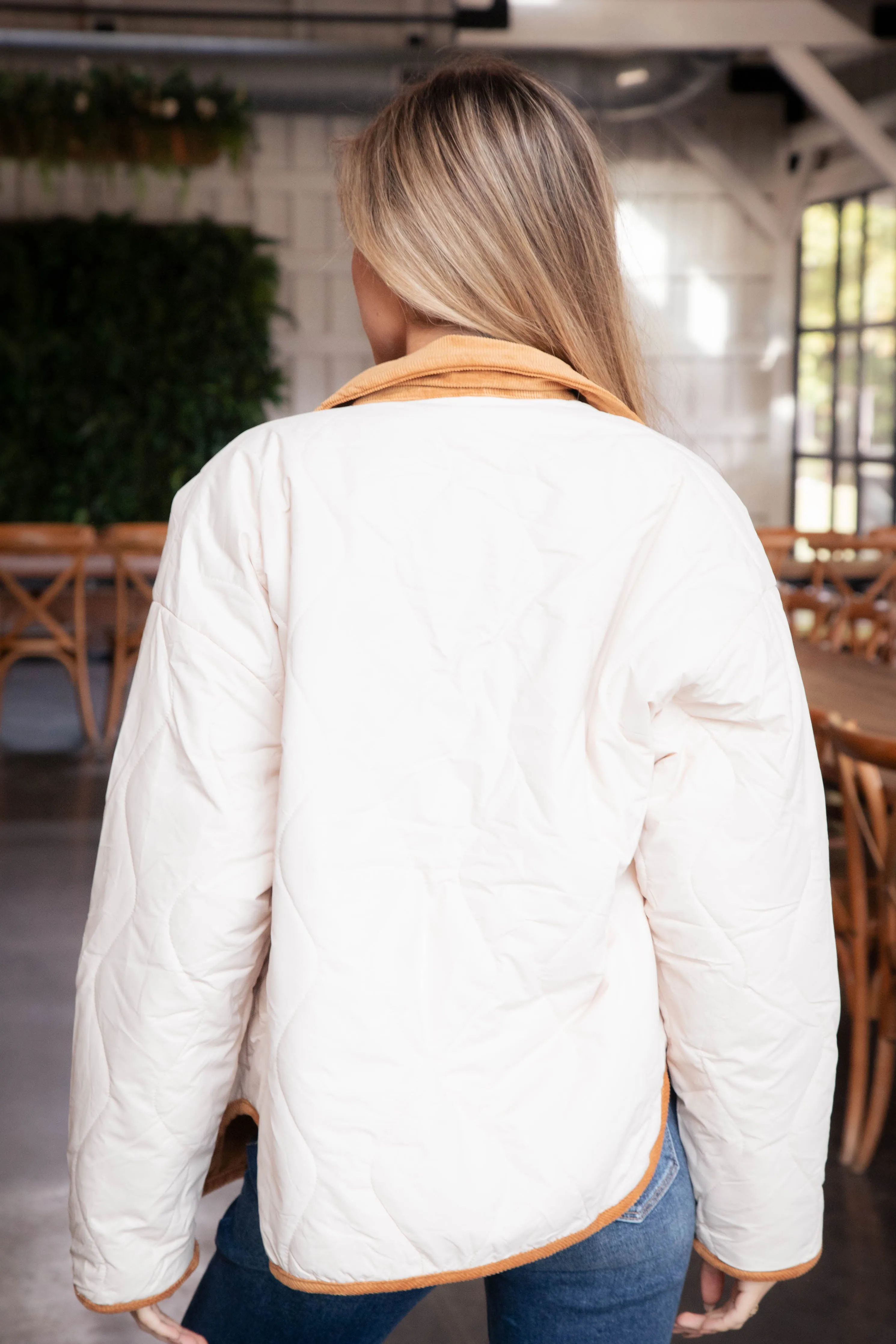 Vivien Quilted Jacket, Natural/Sepia
