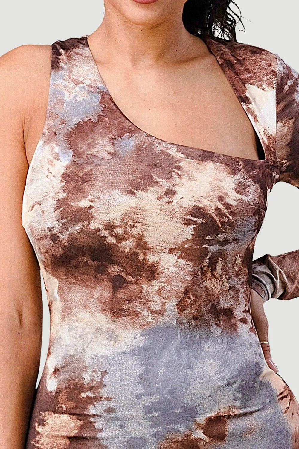 WATERCOLOR ASYMMETRICAL ONE SHOULDER MINI DRESS