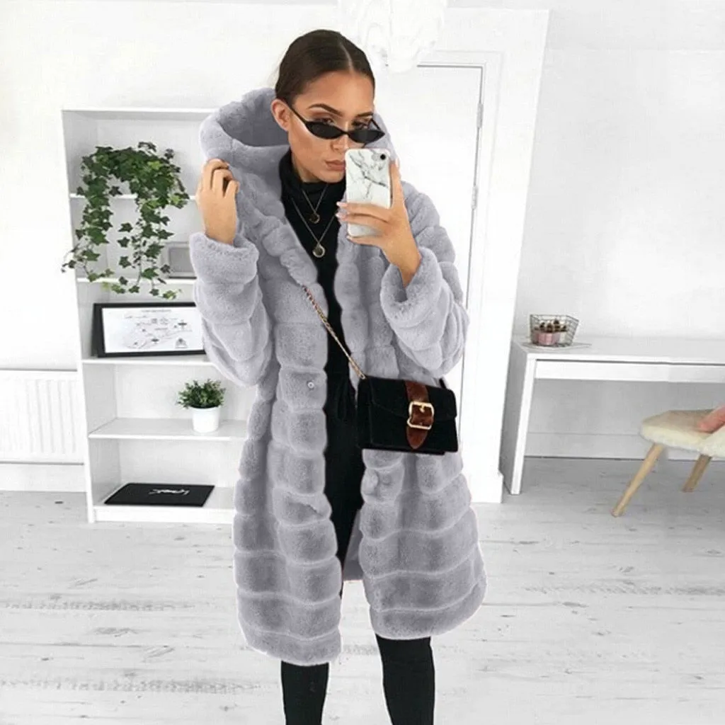 Woman's Plus Size Winter Warm Fluffy Hooded Teddy Coat SizesS-4XL Brought To You By Officially Sexy